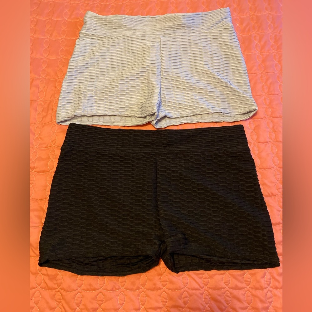 SHEIN Textured Black and Gray Athletic Shorts